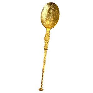 Vintage Gold Tone Spoon Coronation Royal UK Crown Jewels Souvenir Reproduction